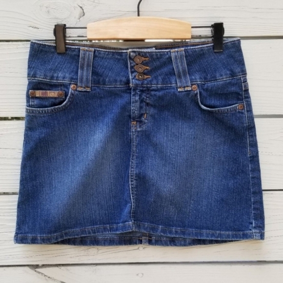 Vintage 90s Lei Denim Mini Skirt - Picture 1 of 4